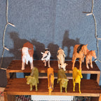 Farm Animals 9Pc Lot Plastic Horses Cows Vintage Style P