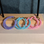 2" Sparkle Glitter Hoop Earrings 3 Pair Set Y2K