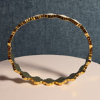 Hinged White Clover Bangle Bracelet Gold Tone Enamel