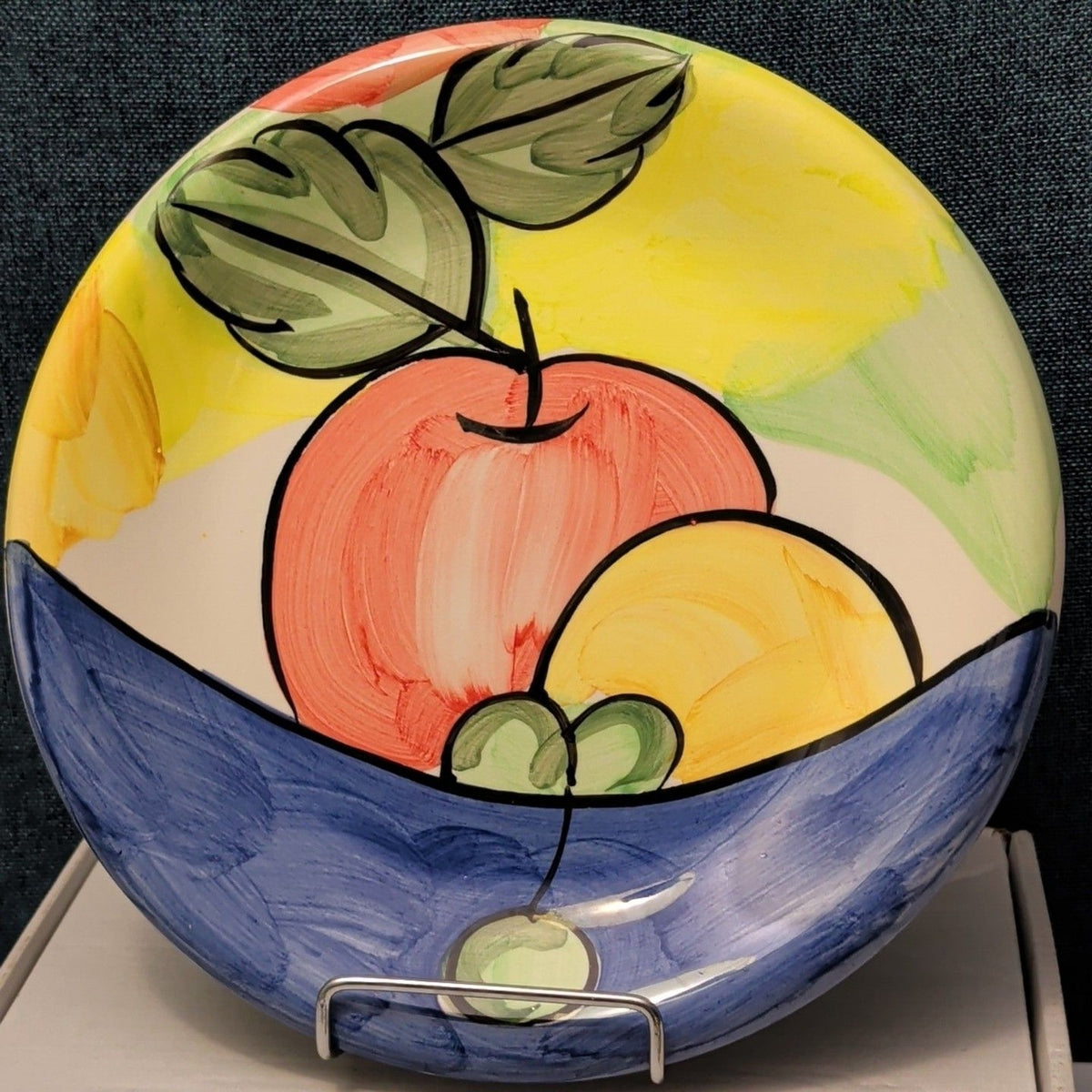 Bella Ceramica Alfresco Fruit Dinner Plates 10 in Hand Painted Set of 7
