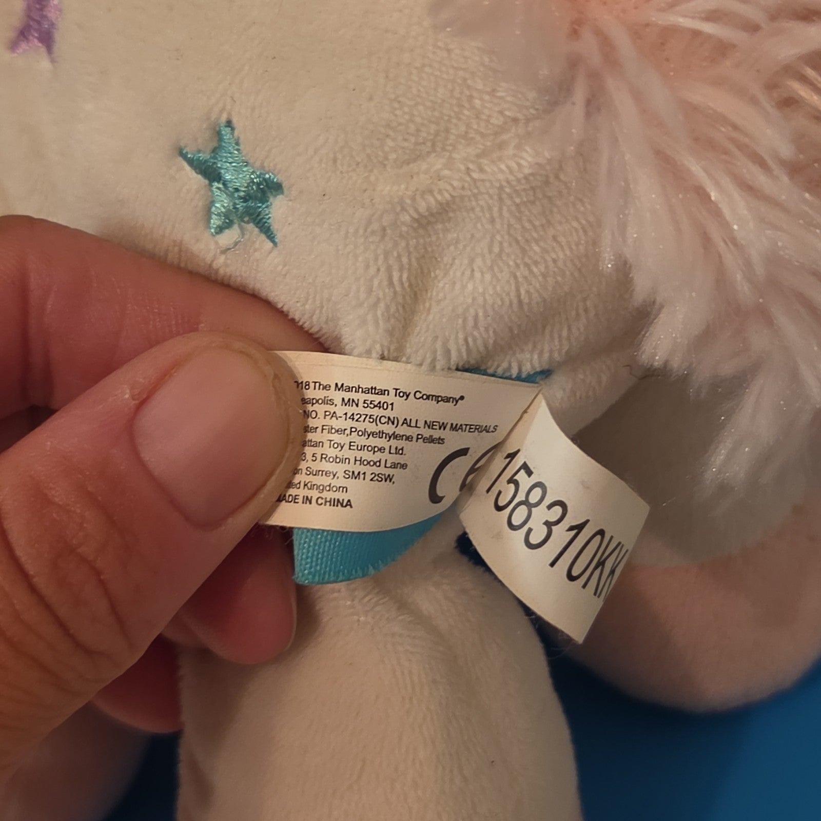Manhattan Toy White Pink Unicorn Plush Rainbow Stars