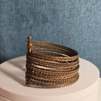 Brassy Color Dingle Hingled Bracelet Unmarked  14 Layers Dingle Together
