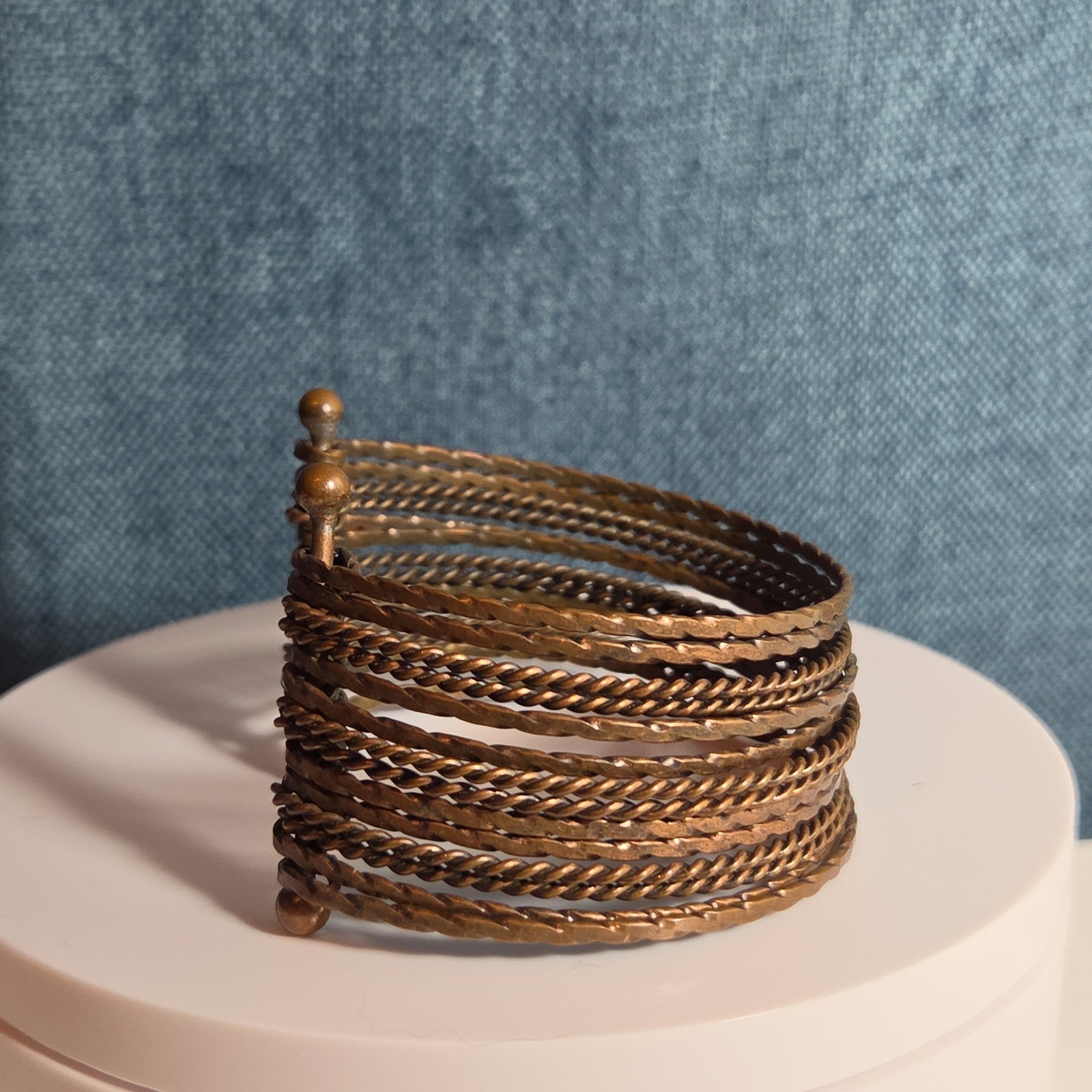 Brassy Color Dingle Hingled Bracelet Unmarked  14 Layers Dingle Together