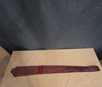Bergamo New York Tie Burgundy Red Silver Striped Mens Silk Necktie Regimental