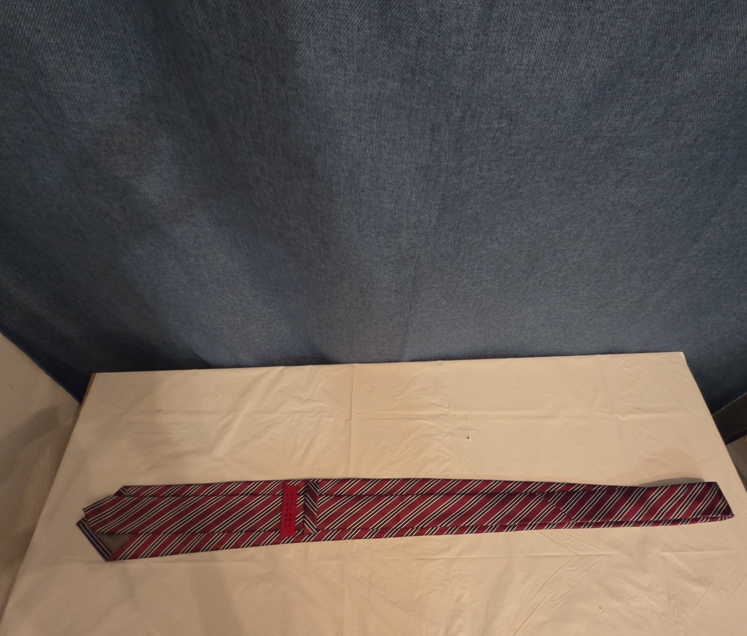 Bergamo New York Tie Burgundy Red Silver Striped Mens Silk Necktie Regimental