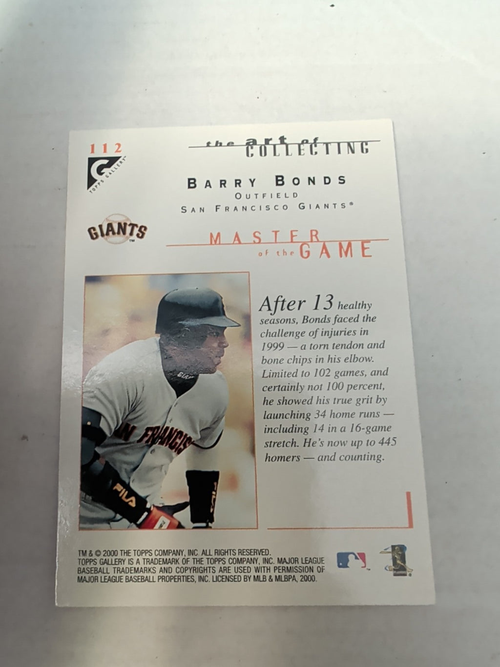 2000 Topps Gallery - Masters of the Game Barry Bonds #112
