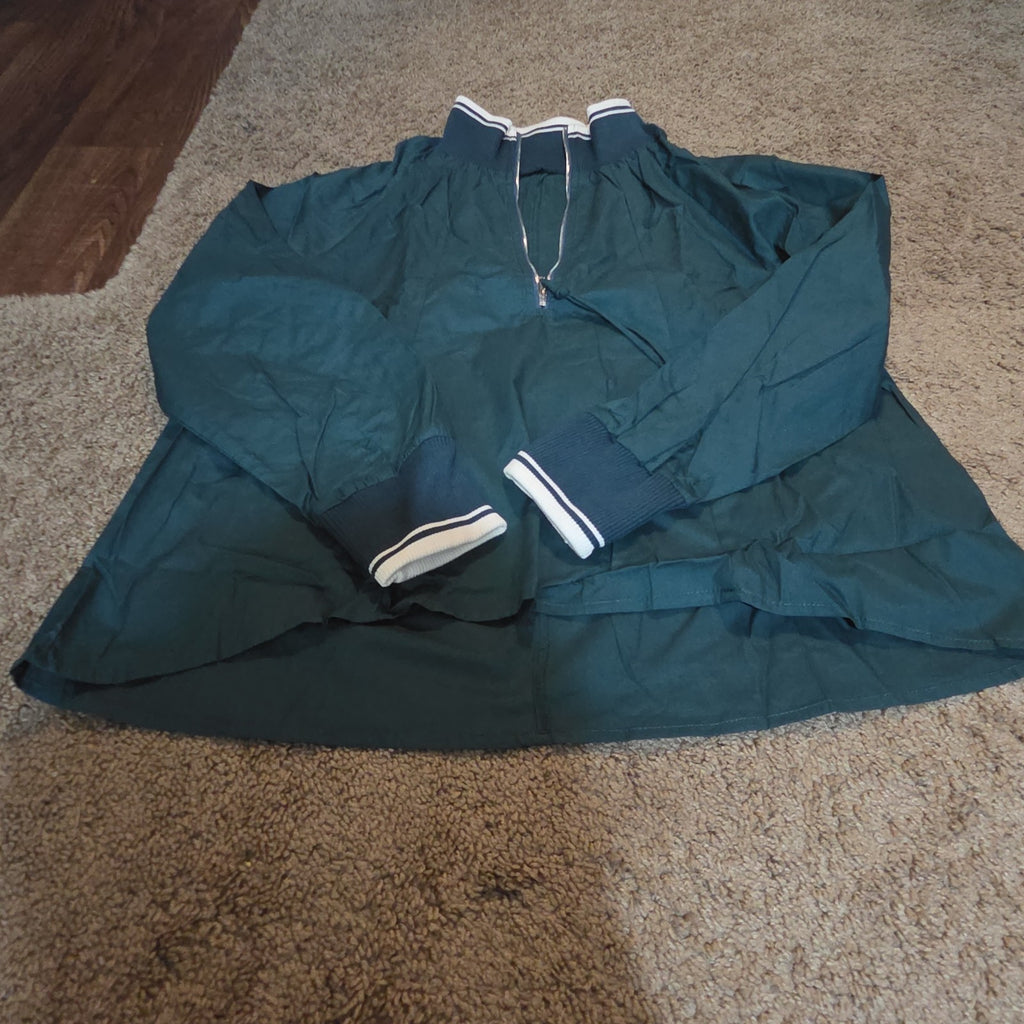 1/4 Zip Pullover Green Jacket Retro Slouchy Size S Casual Windbreaker