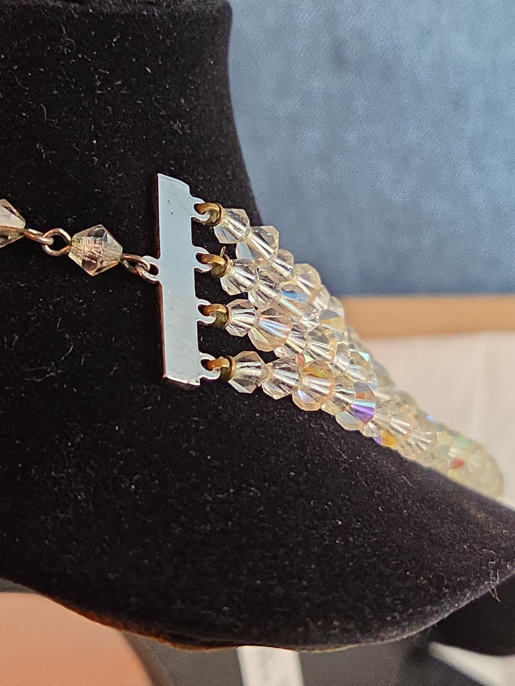 Deltah 4-Strand Aurora Borealis Crystal Necklace Vintage Glam