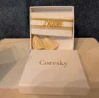 Coresky J'Adore Embroidered Woven Tassel Bracelet Gold Boho NIB