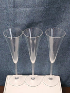 Set of 3 Tall Champagne Flutes | 9.5" Trumpet Shape | Elegant Clear Glass