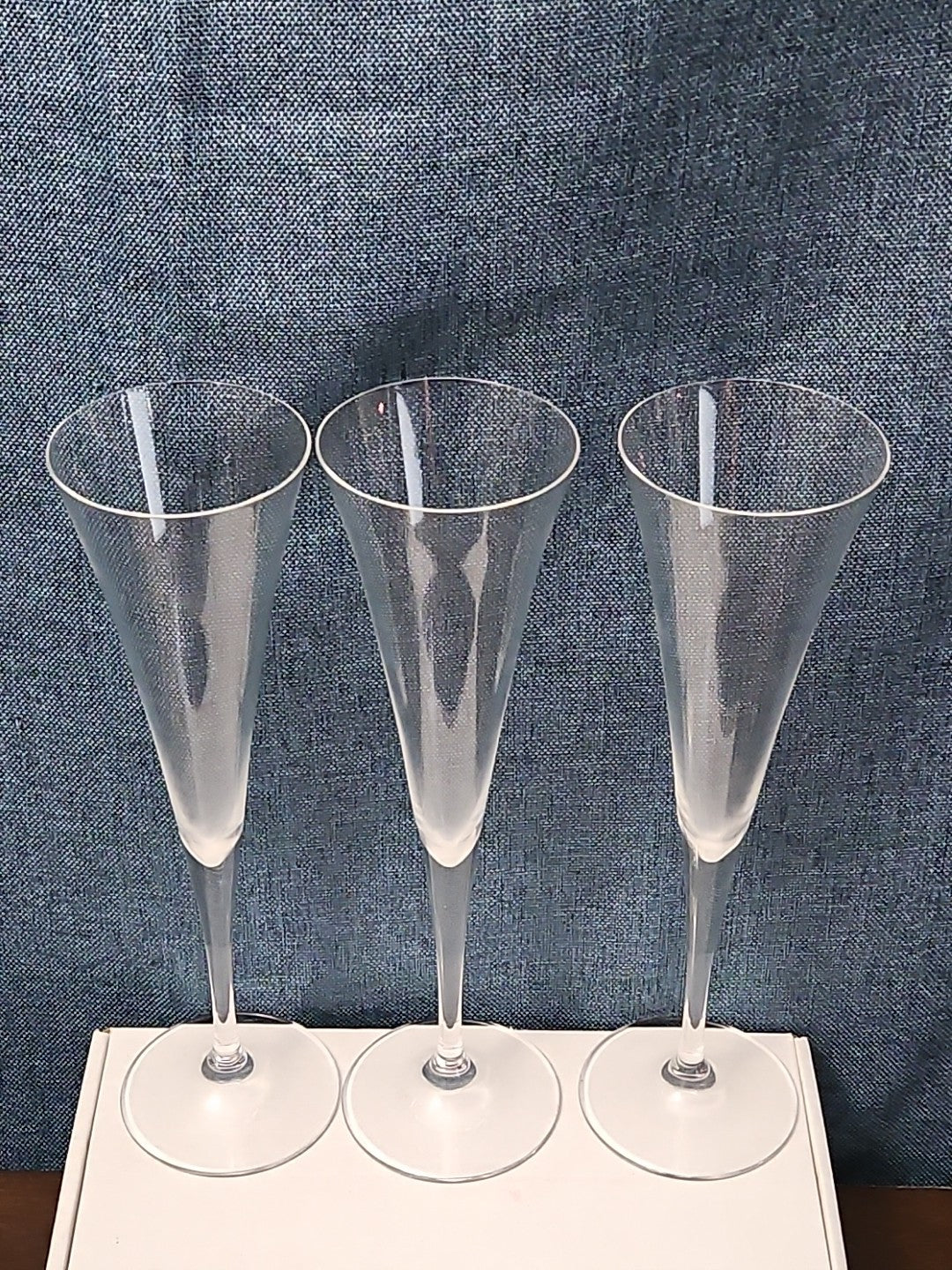 Set of 3 Tall Champagne Flutes | 9.5" Trumpet Shape | Elegant Clear Glass