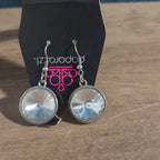 Paparazzi Rhinestone Drop Earrings Silver Sunburst Reverse Vintage