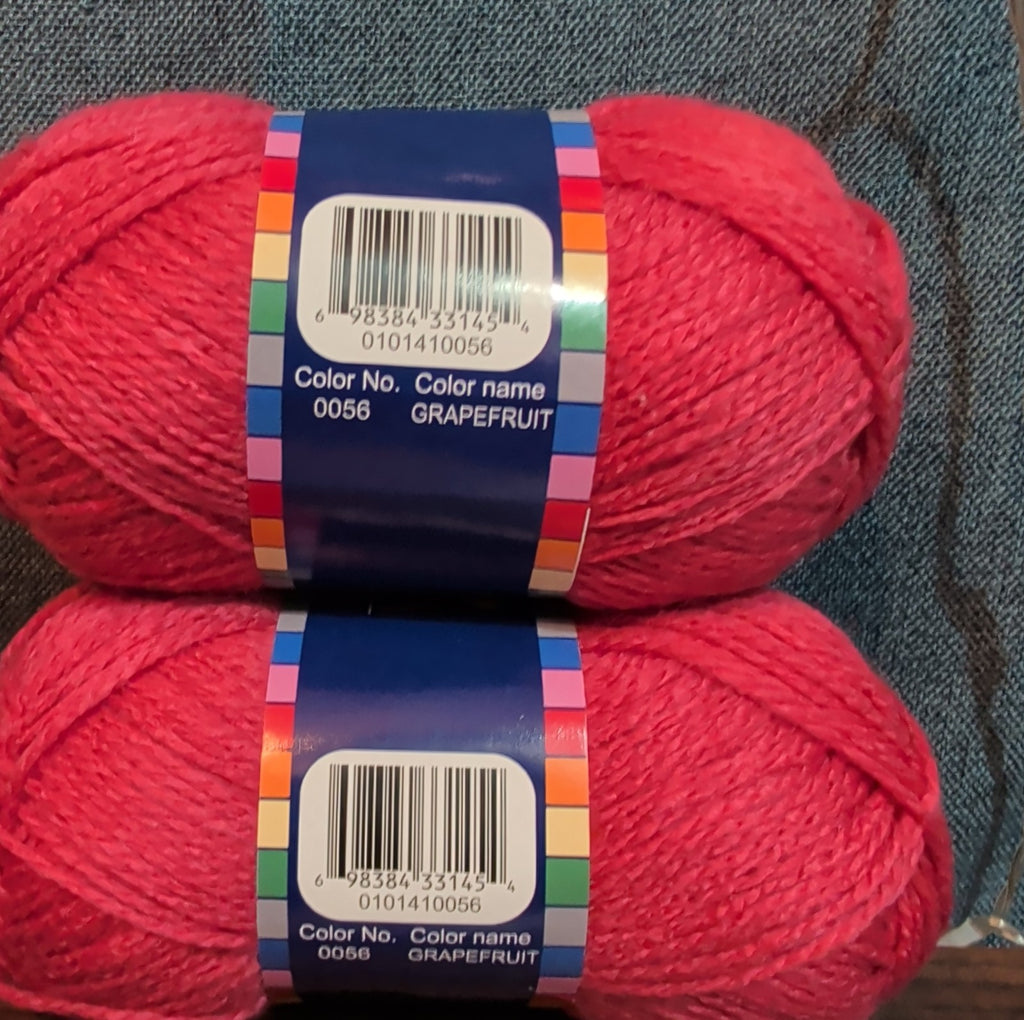 Herrschners Afghan Yarn Lot 2 Skeins 2 Ply  Grapefruit Acrylic 220 Yards Each