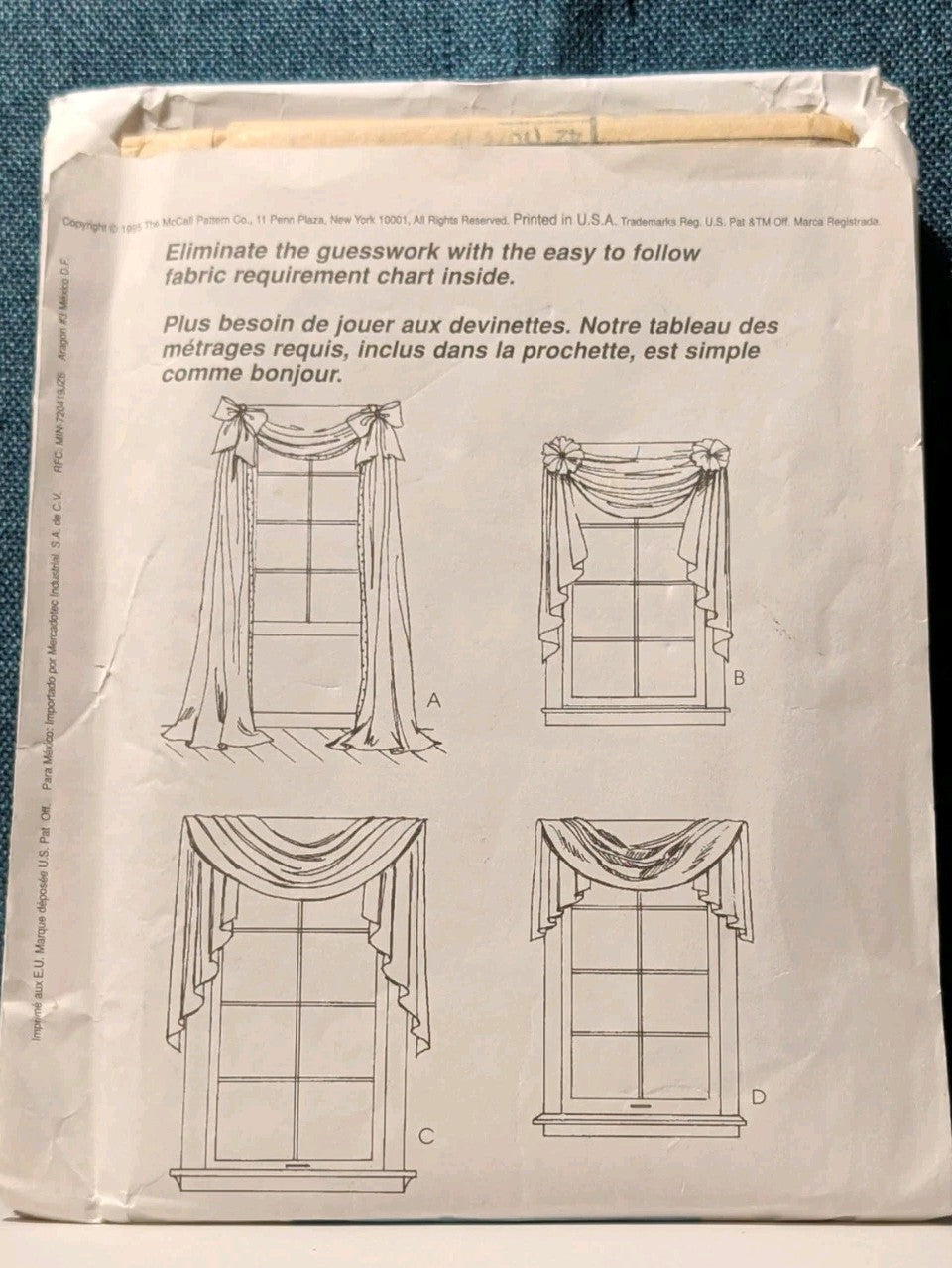 McCall's 8078 Window Valance Swag Jabot Rosette Pattern 1995 Vintage UNCUT 8078