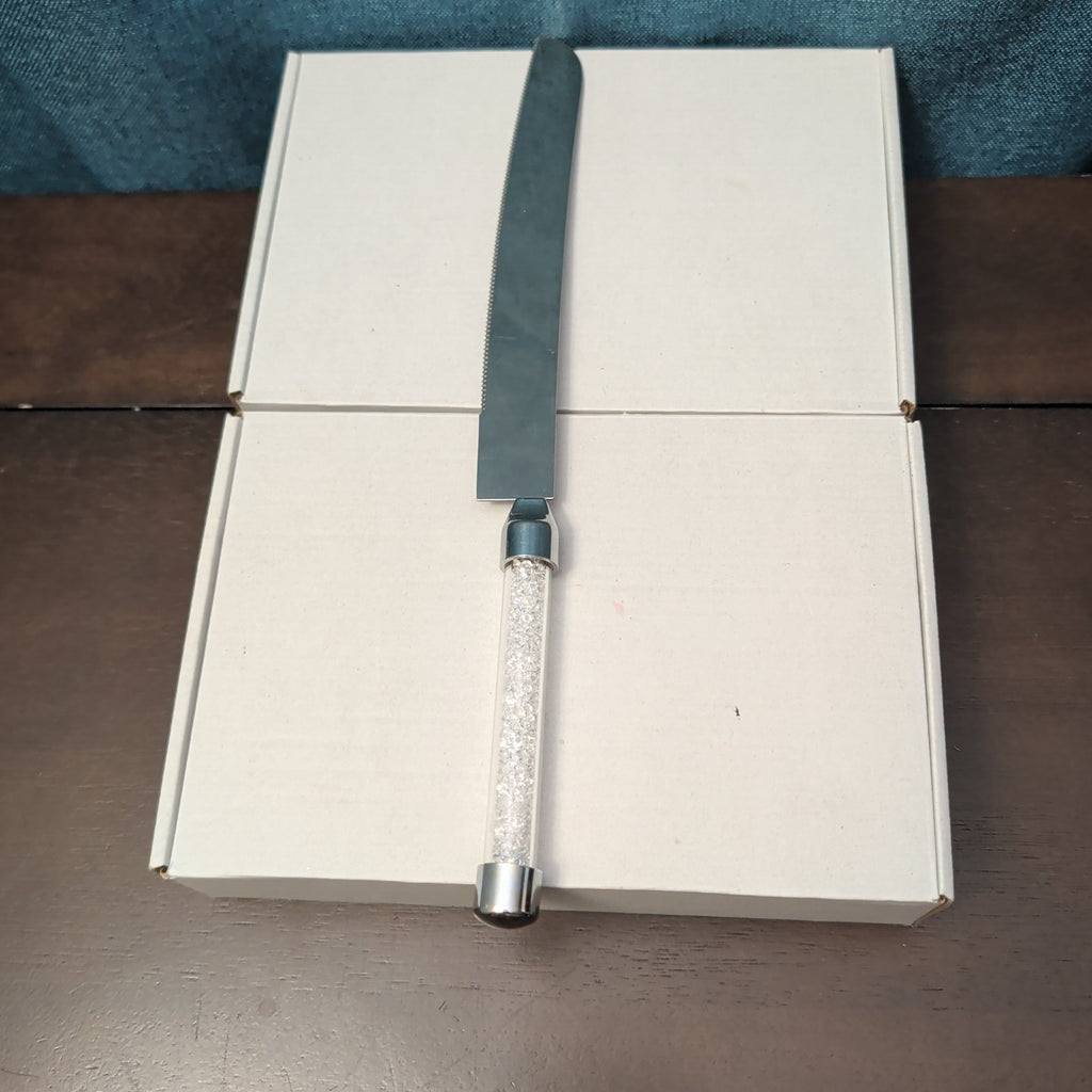 Mr & Mrs Wedding Cake Server Knife Set | Crystal Filled Bling Handle Stainless