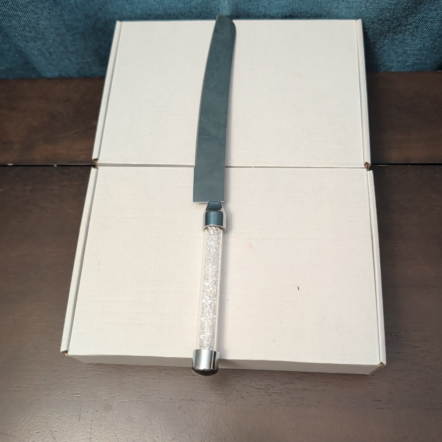 Mr & Mrs Wedding Cake Server Knife Set | Crystal Filled Bling Handle Stainless
