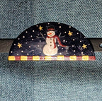 JB Snowman Half Moon Painted Metal Brooch 1996 Folk Art