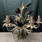 Vintage Floral Chandelier 6-Arm | Purple Tulips MCM | Hollywood | Tested