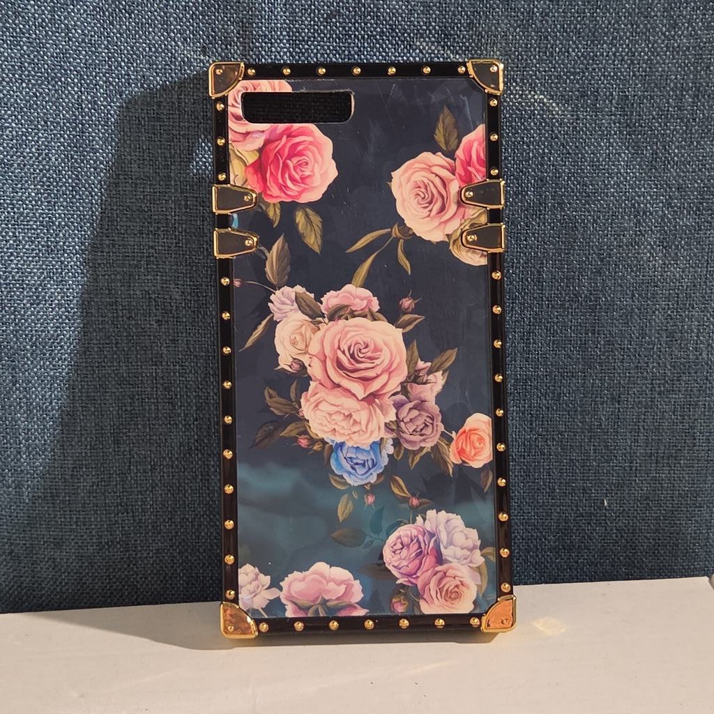 Luxury Trunk Rose Phone Case Gold Rivet Retro Cover