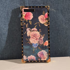 Luxury Trunk Rose Phone Case Gold Rivet Retro Cover