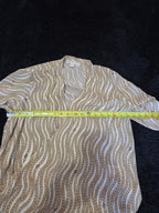 Michael Kors Blouse Gold Chain Link Print Wrap V-Neck Stretch Top L Gently Used