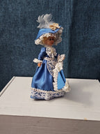 Vintage Brussels Souvenir Doll | 6" Belgium Blue Dress | "Bruxelles" Lace Apron