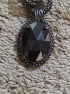 Black Crystal Pearl Necklace Chunky Bib Pendant Antique Chain