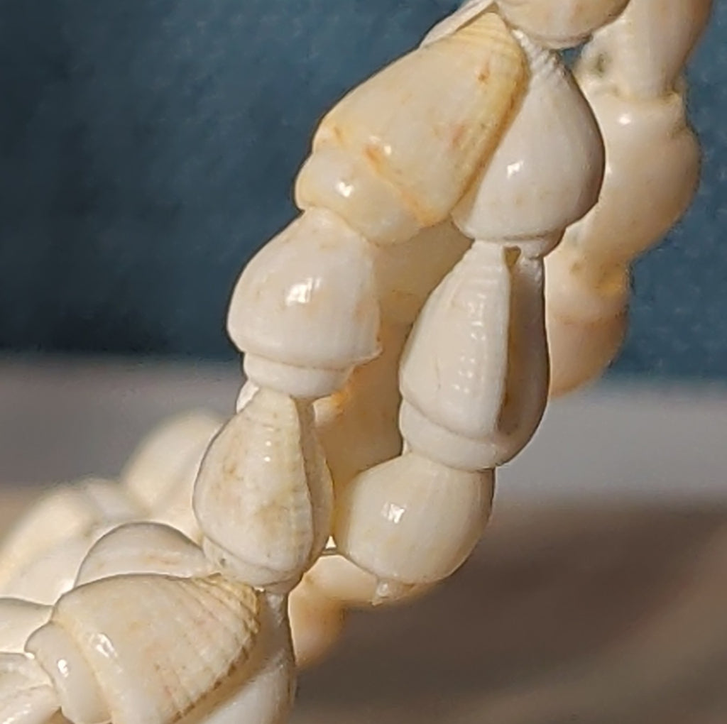 Hawaiian Woven Shell Lei Long Necklace Boho Beach