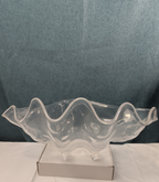 Large Acrylic Clam Shell Serving Bowl 18" Wavy Scalloped Beach House Centerpiece