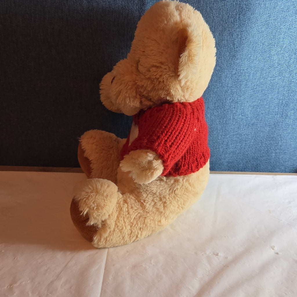 Avon 2010 Teddy Bear Plush Red Knit Heart Sweater Tan 9" Valentine