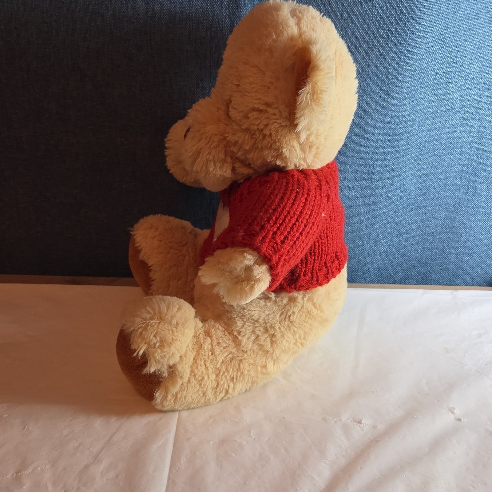 Avon 2010 Teddy Bear Plush Red Knit Heart Sweater Tan 9" Valentine