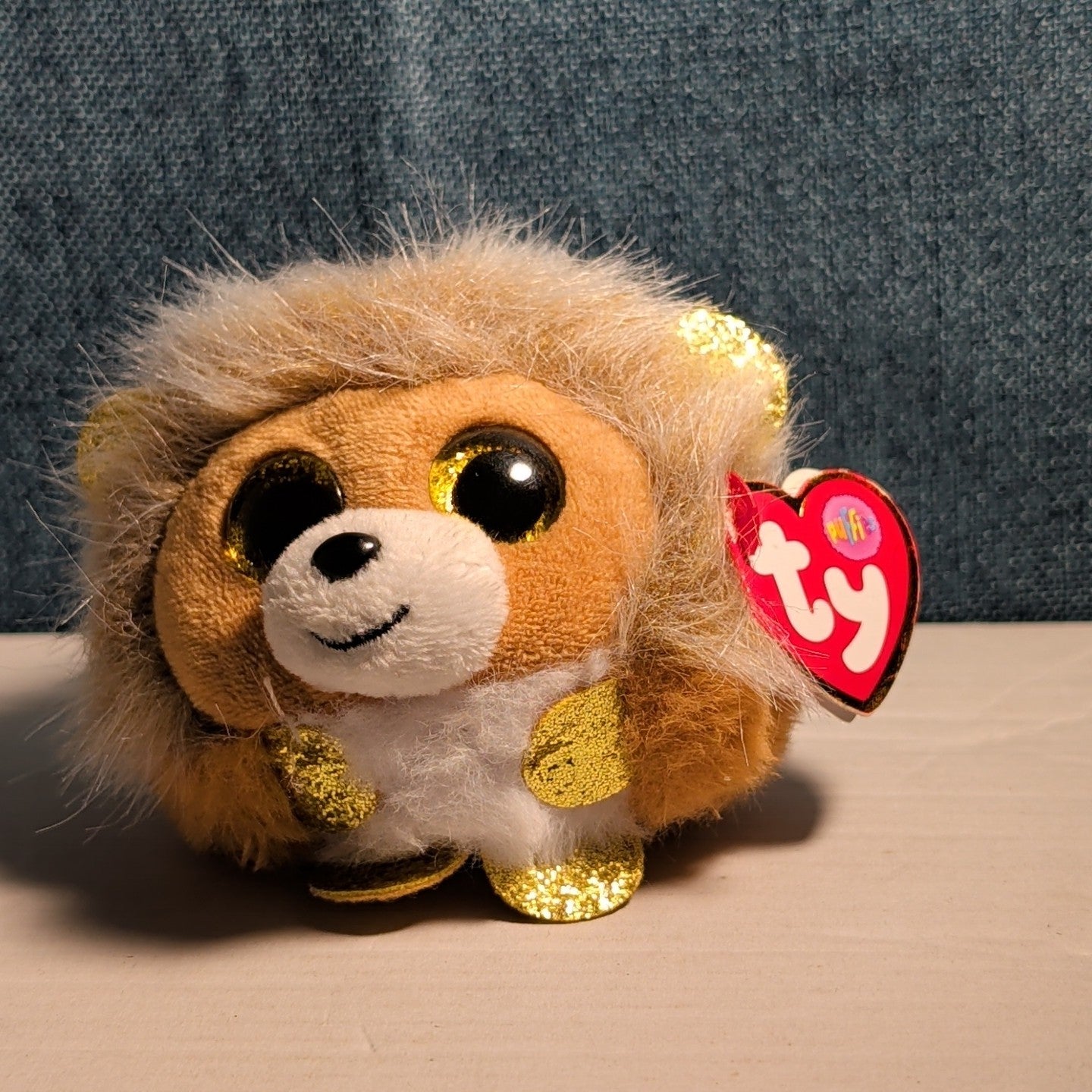 Ty Puffies CAESAR THE LION Beanie Ball 4" Plush | 2022 Mint with Tags MWMT Gold