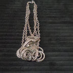 NY Collection Silver Tone Triple Chain Rhinestone Ring Cluster Necklace