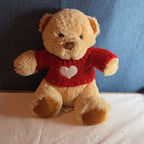 Avon 2010 Teddy Bear Plush Red Knit Heart Sweater Tan 9" Valentine