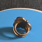 Red Gemstone Cluster Ring Gold Tone Statement Size 8.5