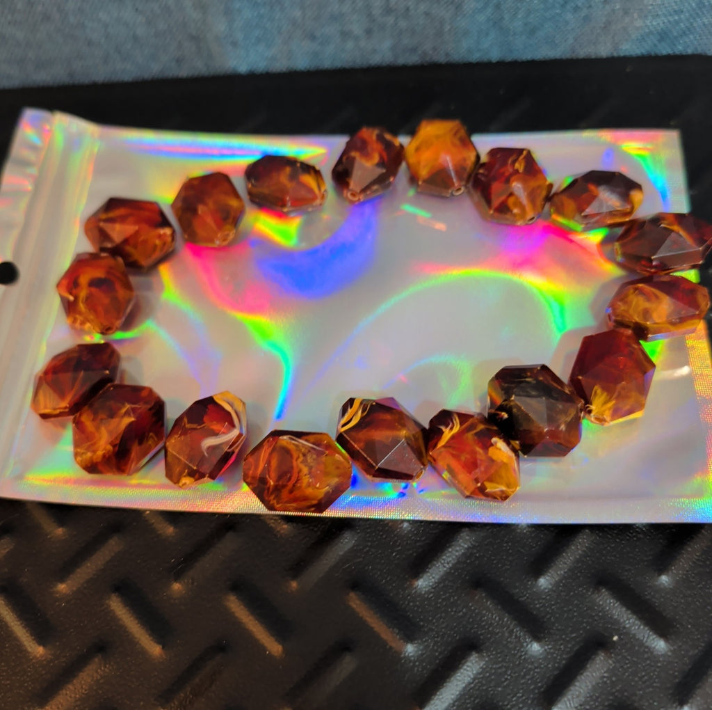18 Baroque Pre-Drilled Faceted Tortoise Plastic Beads 3oz Craft Lot