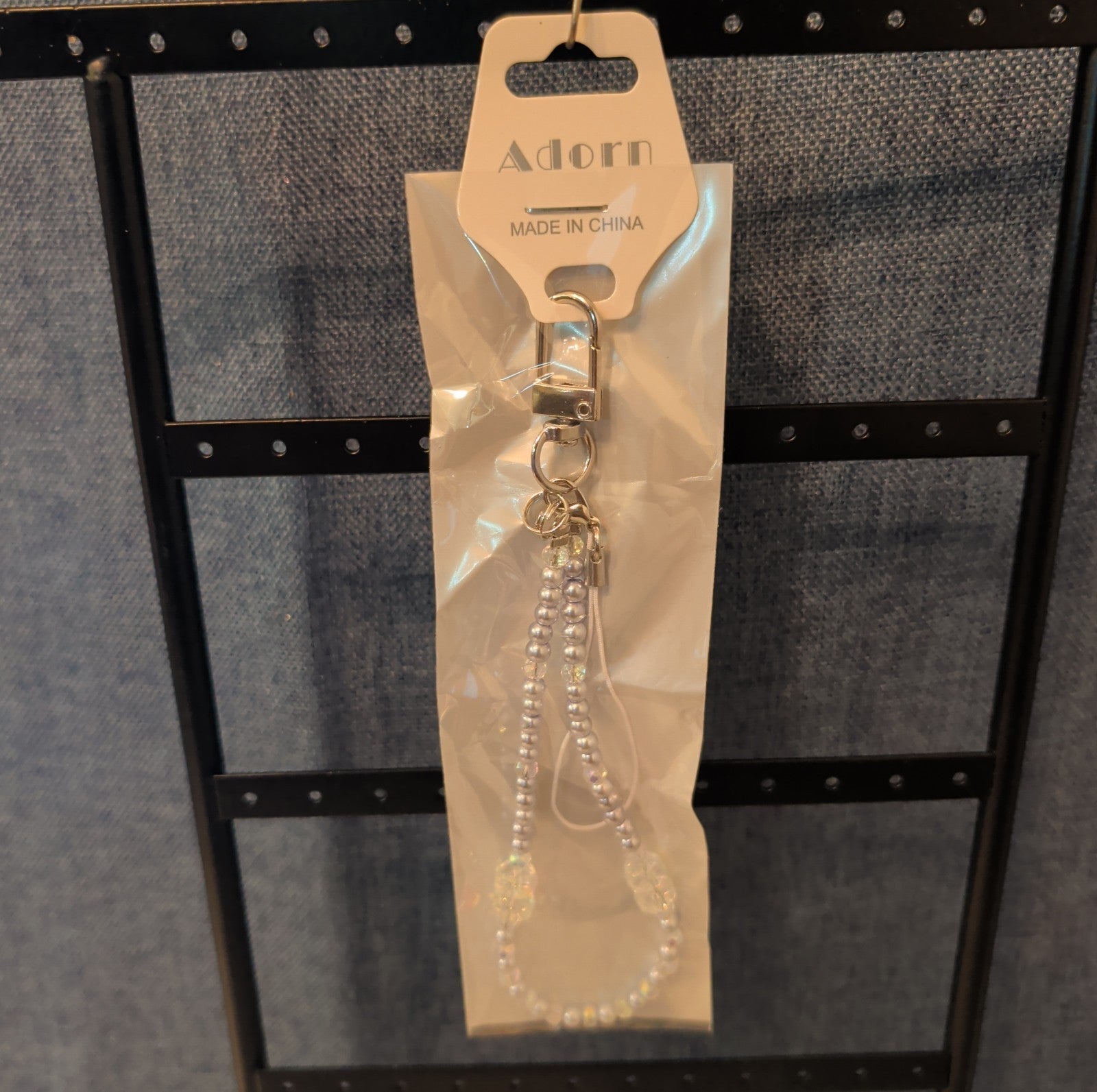 Adorn Beaded Phone Strap Charm Pearl Glass Crystal Y2K Keychain New Card