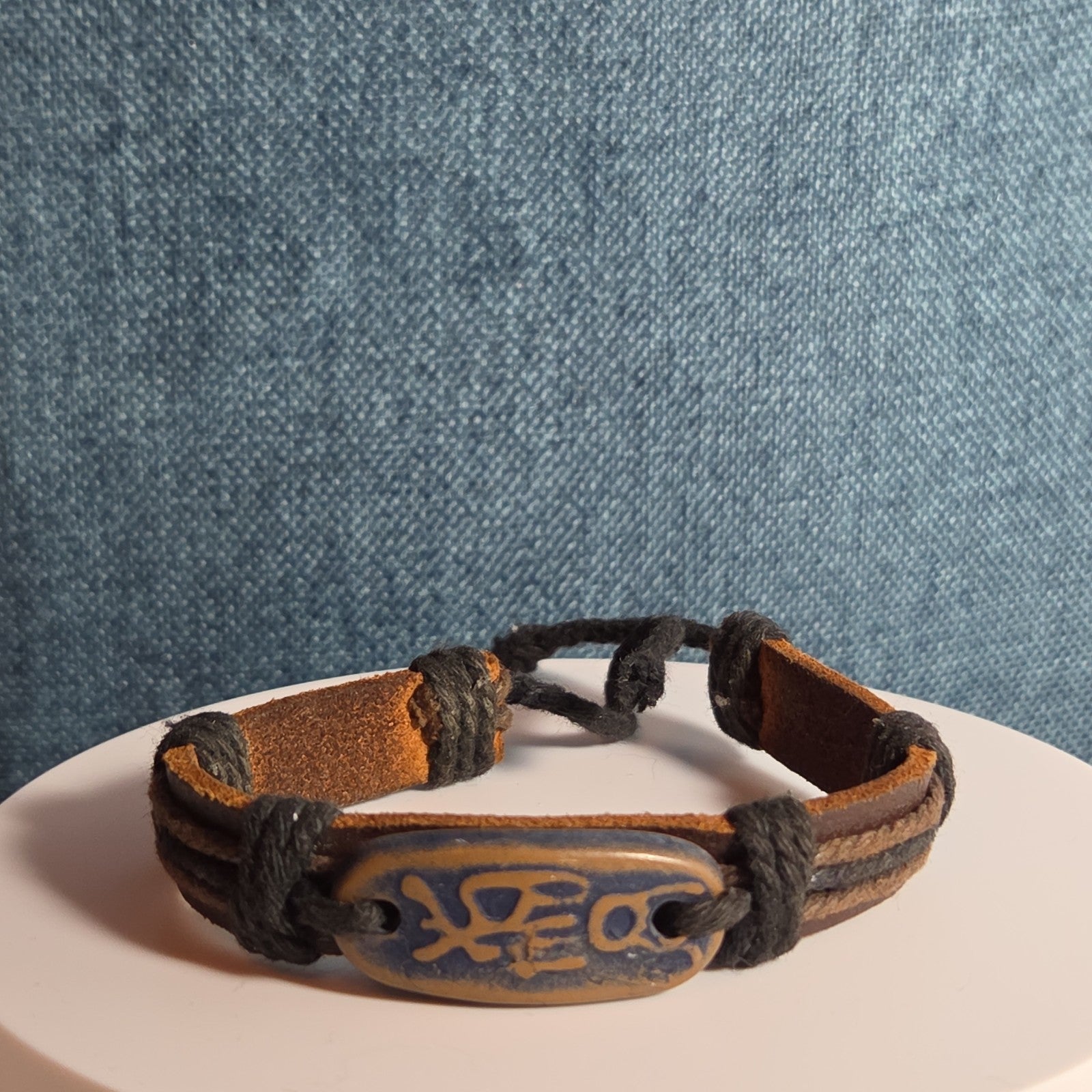 Leather Hemp Tribal Wrap Bracelet