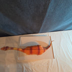 Apatosaurus Dinosaur Toy 11” Soft Vinyl Orange Red Stripe Brontosaurus Figure