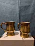 6 Vintage Etched Brass Mugs | Saudi Souvenir Goblets | Schree Amber  & Co.