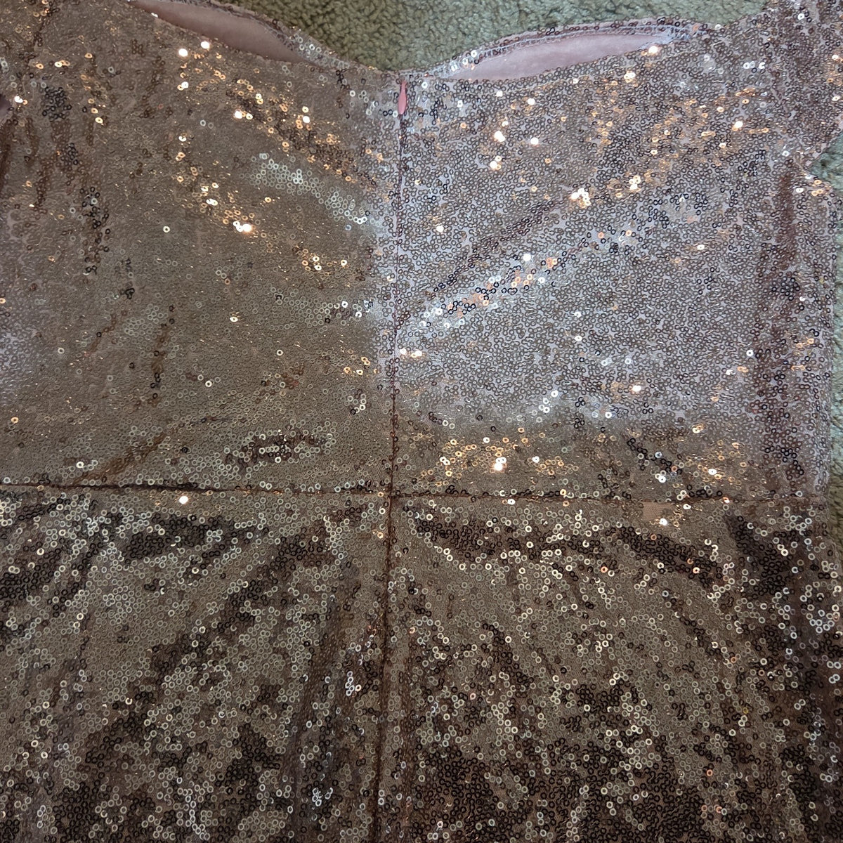 Rose Gold Sequin Off Shoulder Party Jumpsuit Romper  XL