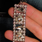 Beautiful Vintage Rhinestone Bracelet 7” w/Safety Chain   403J