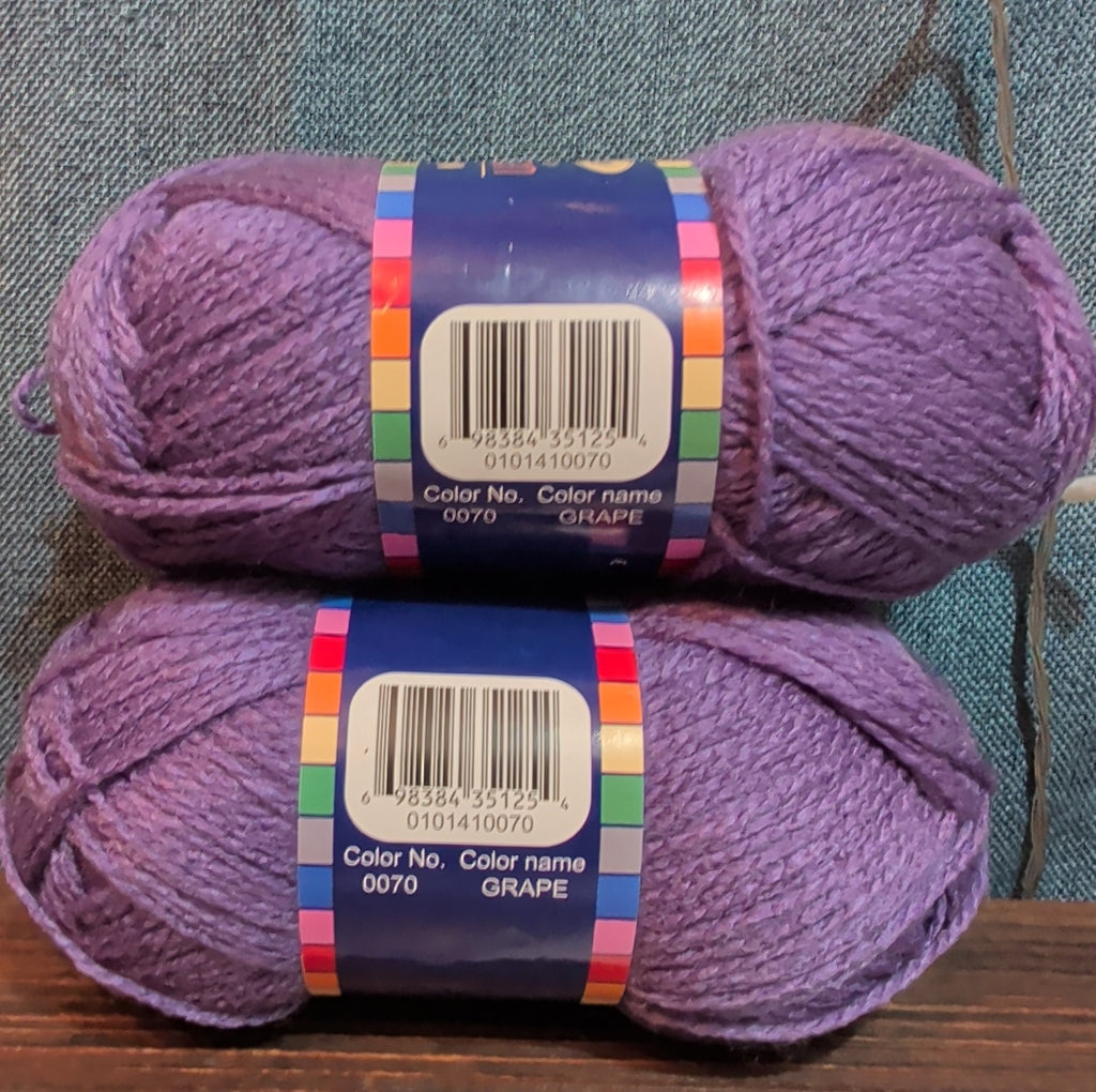 Herrschners Afghan Yarn 2 Ply Grape Purple Acrylic 2 Skein Lot