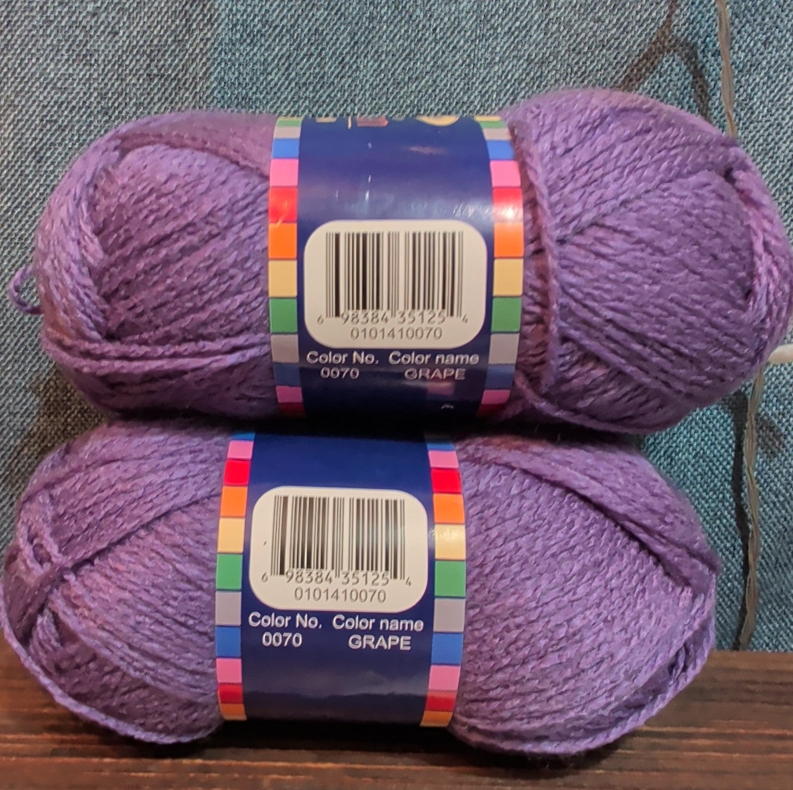 Herrschners Afghan Yarn 2 Ply Grape Purple Acrylic 2 Skein Lot