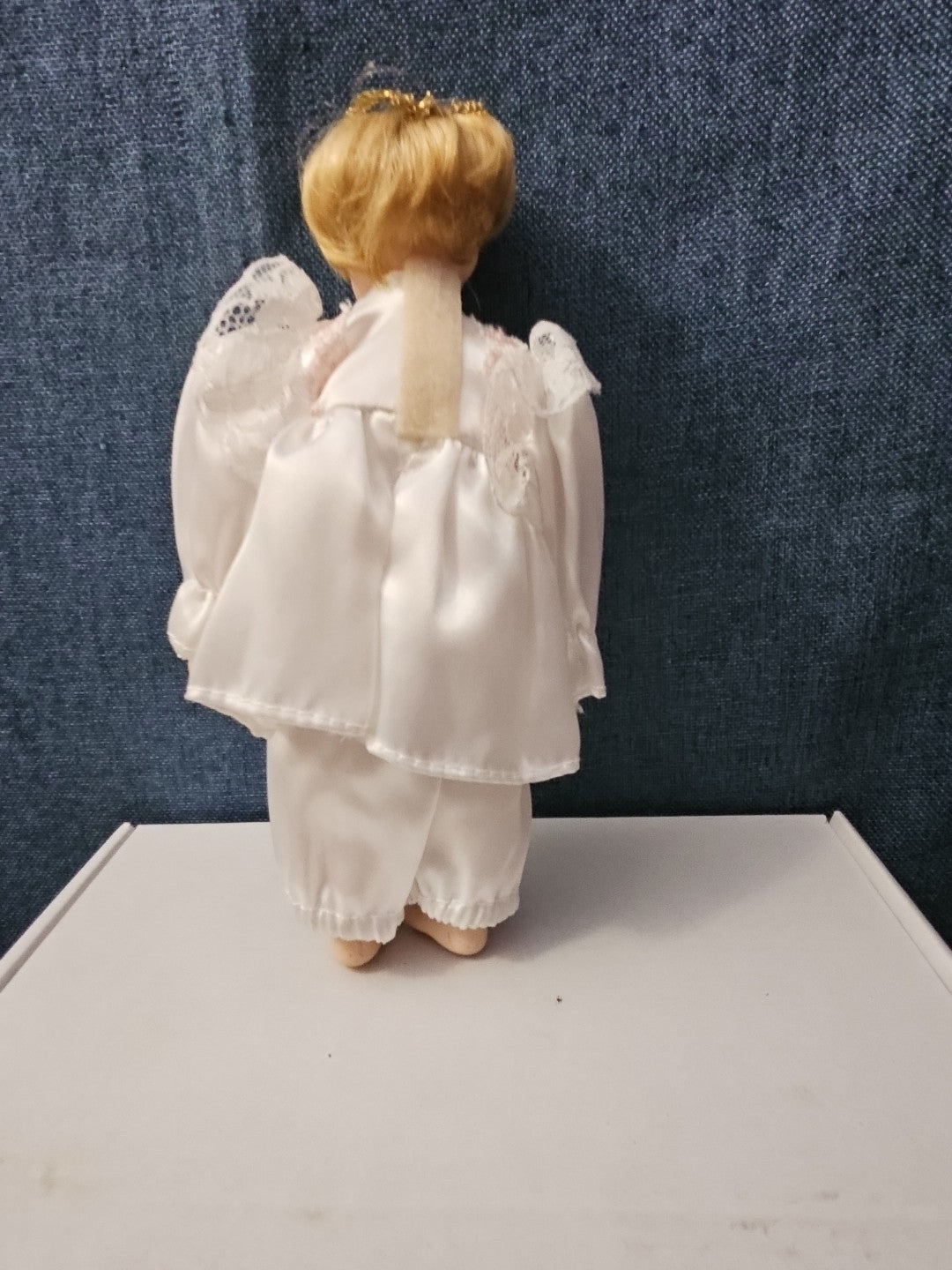Vintage Porcelain Angel Doll | Blonde Guardian Angel with Halo