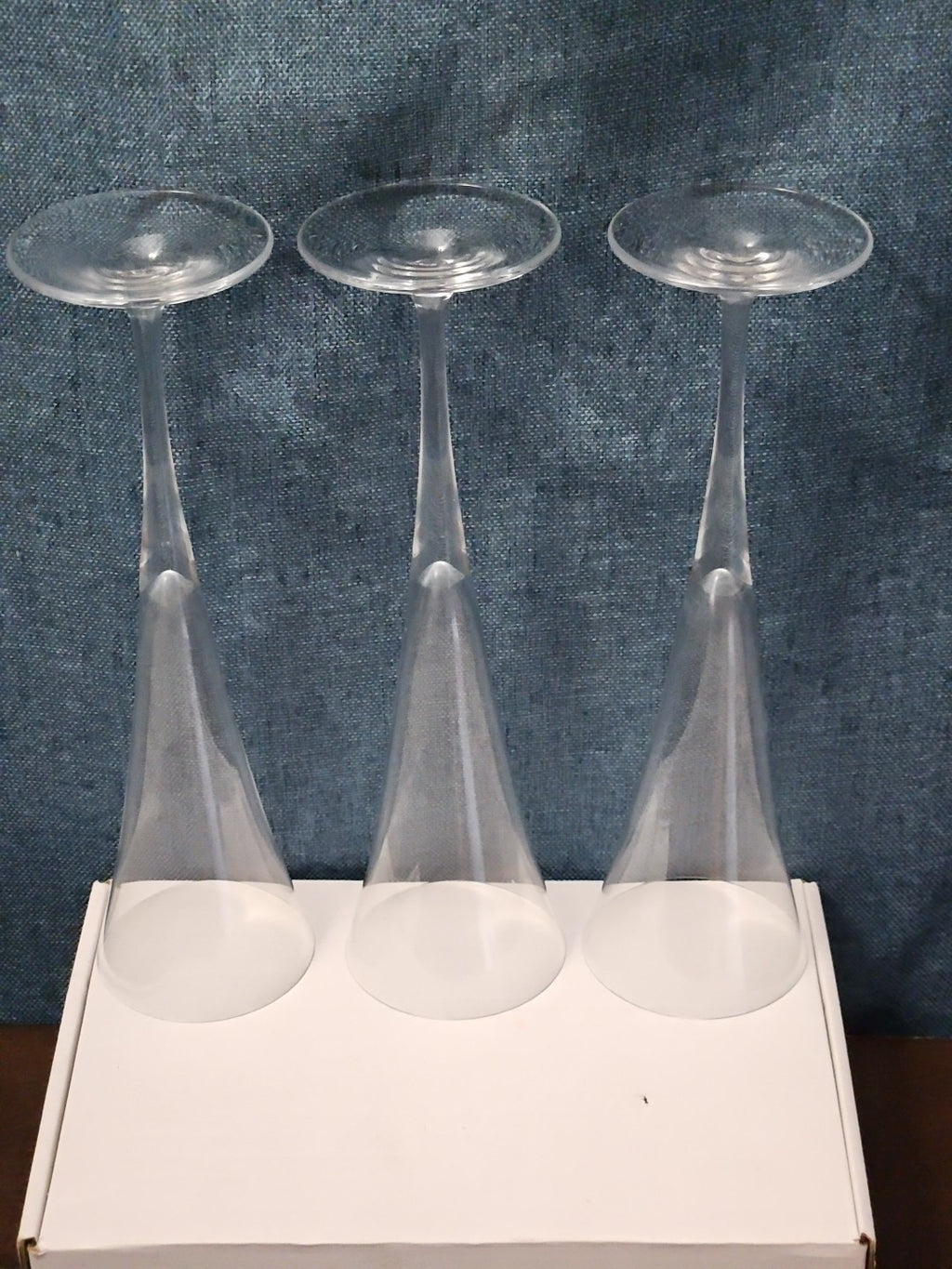 Set of 3 Tall Champagne Flutes | 9.5" Trumpet Shape | Elegant Clear Glass