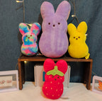 Peeps Bunny Plush Lot 4 Strawberry Tie-Dye Purple Yellow 2014