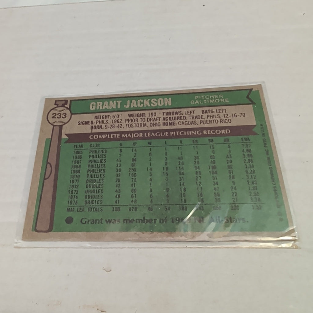​1976 Topps Grant Jackson #233 Orioles 2026 Topps 75th Anniversary Buyback Stamp