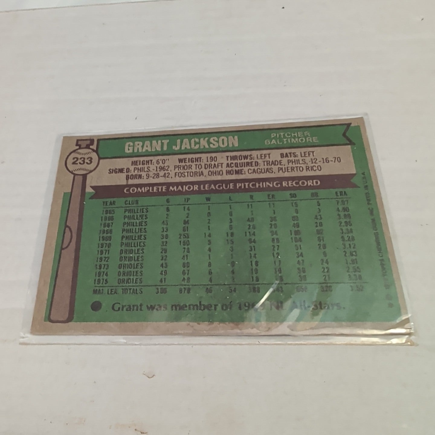 ​1976 Topps Grant Jackson #233 Orioles 2026 Topps 75th Anniversary Buyback Stamp