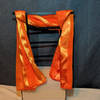 Vintage Orange Striped Scarf Sheer Satin Oblong Rectangular Wrap Retro